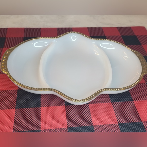 Fire King Ovenware Milk Glass Divided Relish Candy Serving Dish - Picture 2 of 6
